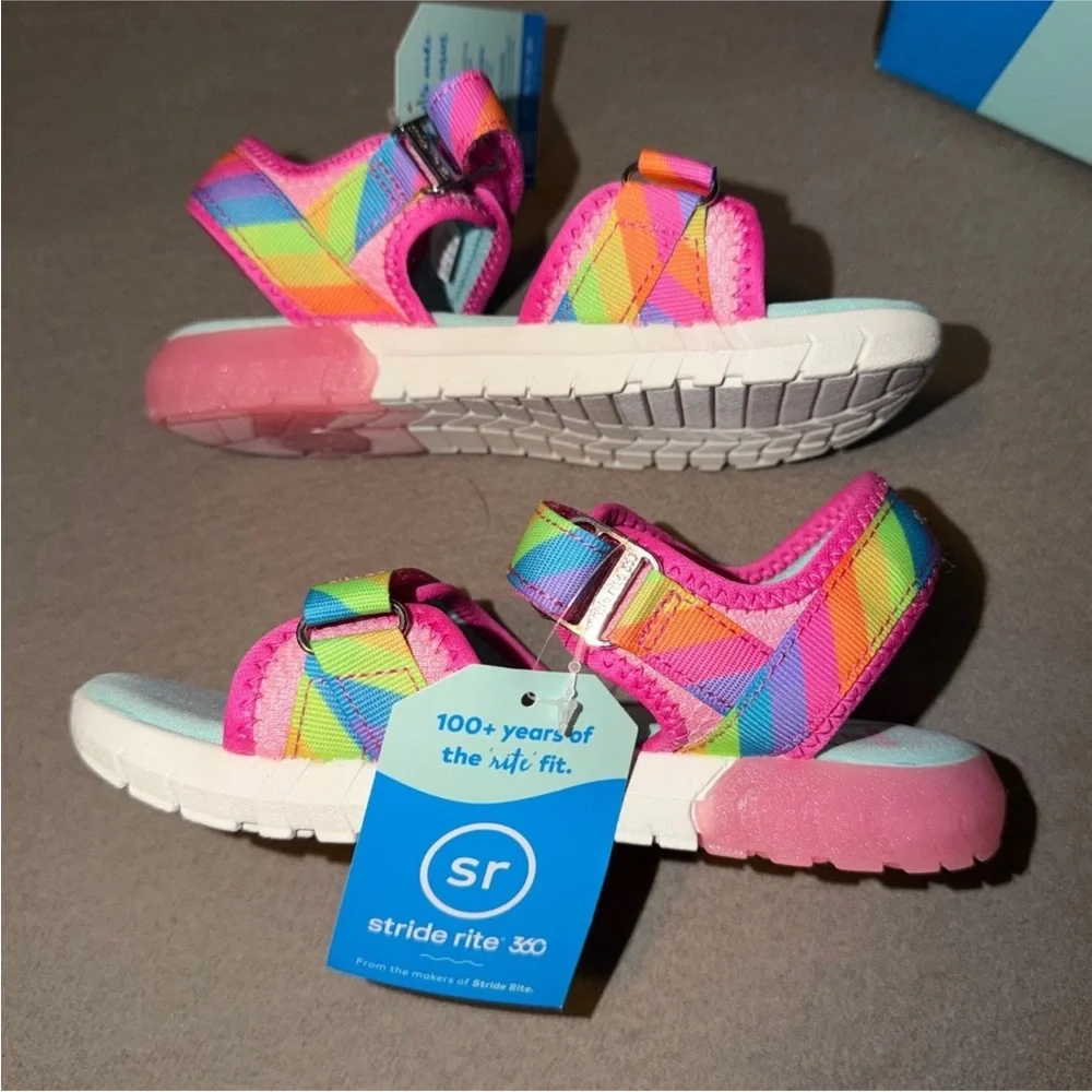 Stride Rite 360 Sevita Girls' Light-Up Sandals Rainbow, Size 13 New with tags